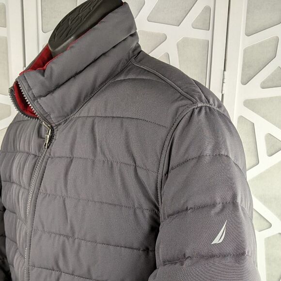Nautica Grey/Red Reversible Puffer Jacket - Picture 6 of 15